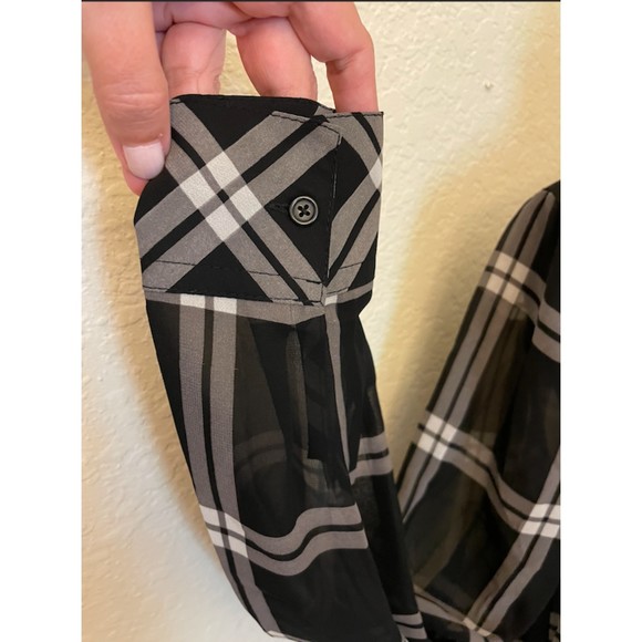 a.n.a Sheer Plaid Hi-Lo Top Oversized - Sz S - Picture 6 of 11